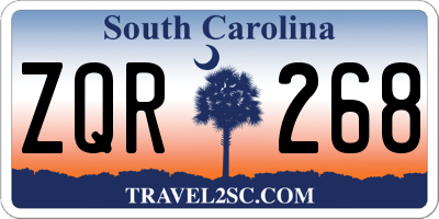 SC license plate ZQR268