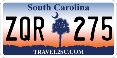SC license plate ZQR275