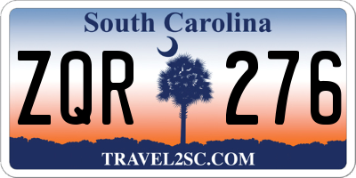 SC license plate ZQR276