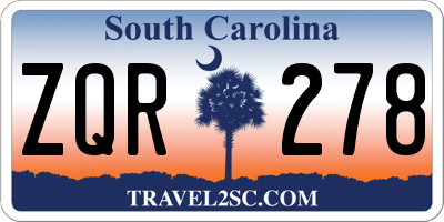 SC license plate ZQR278