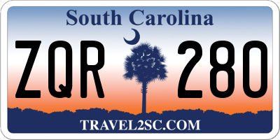 SC license plate ZQR280