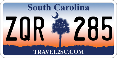 SC license plate ZQR285