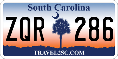 SC license plate ZQR286