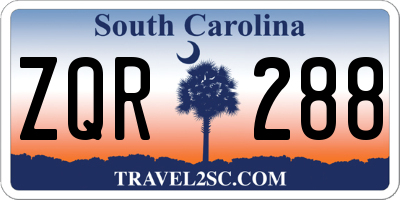 SC license plate ZQR288