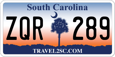 SC license plate ZQR289