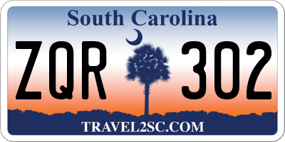 SC license plate ZQR302