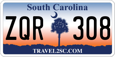 SC license plate ZQR308