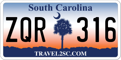 SC license plate ZQR316