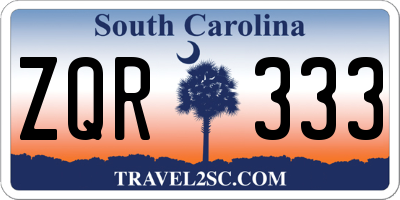 SC license plate ZQR333