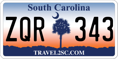 SC license plate ZQR343