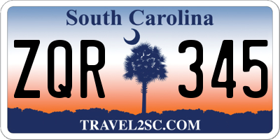 SC license plate ZQR345