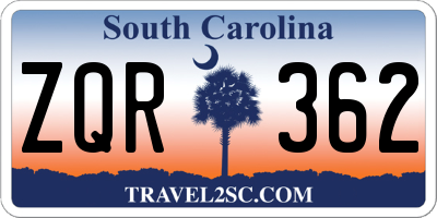 SC license plate ZQR362