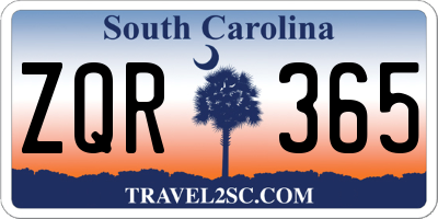 SC license plate ZQR365