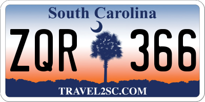 SC license plate ZQR366