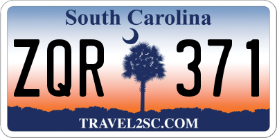 SC license plate ZQR371