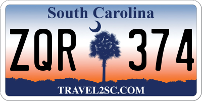SC license plate ZQR374