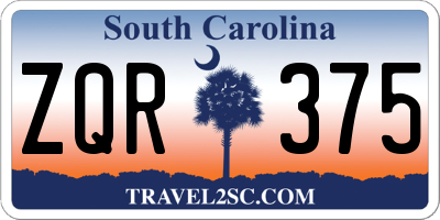 SC license plate ZQR375