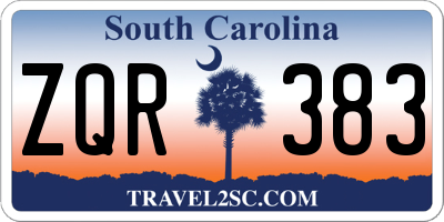 SC license plate ZQR383