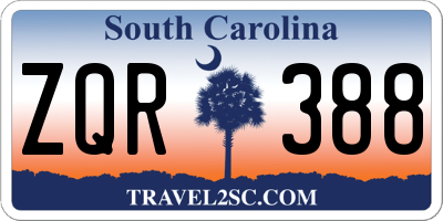 SC license plate ZQR388
