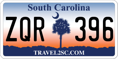 SC license plate ZQR396