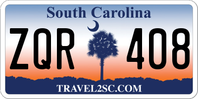 SC license plate ZQR408