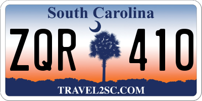 SC license plate ZQR410