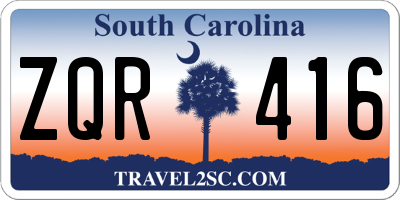 SC license plate ZQR416
