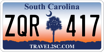 SC license plate ZQR417
