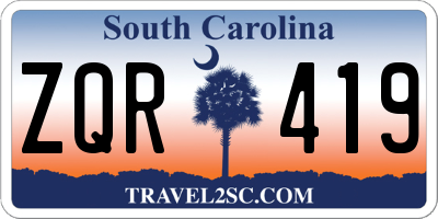 SC license plate ZQR419