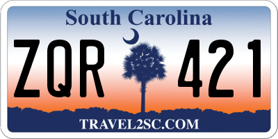 SC license plate ZQR421