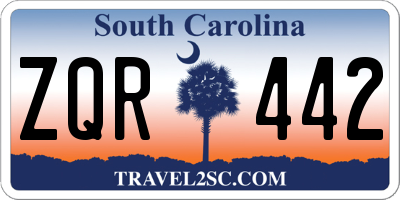 SC license plate ZQR442