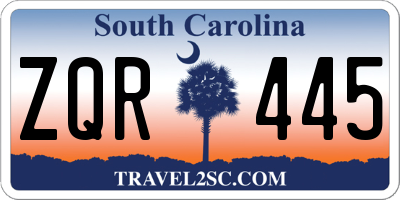SC license plate ZQR445