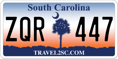 SC license plate ZQR447