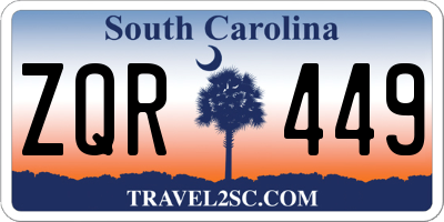SC license plate ZQR449