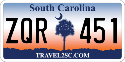 SC license plate ZQR451