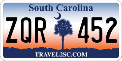 SC license plate ZQR452