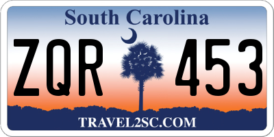 SC license plate ZQR453