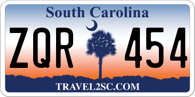 SC license plate ZQR454