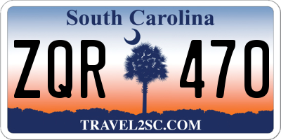 SC license plate ZQR470