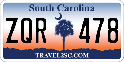 SC license plate ZQR478