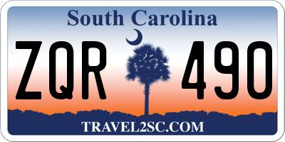 SC license plate ZQR490