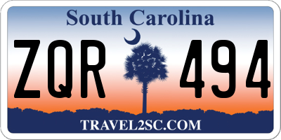SC license plate ZQR494