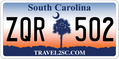 SC license plate ZQR502