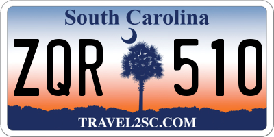 SC license plate ZQR510