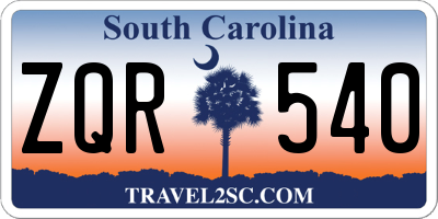 SC license plate ZQR540