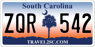 SC license plate ZQR542