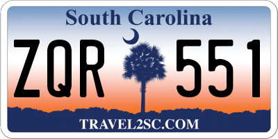 SC license plate ZQR551