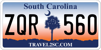 SC license plate ZQR560