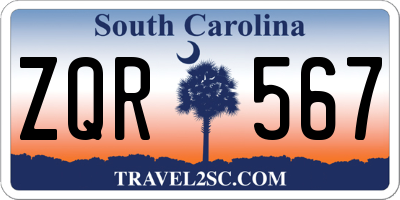 SC license plate ZQR567
