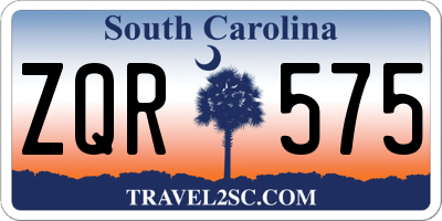 SC license plate ZQR575
